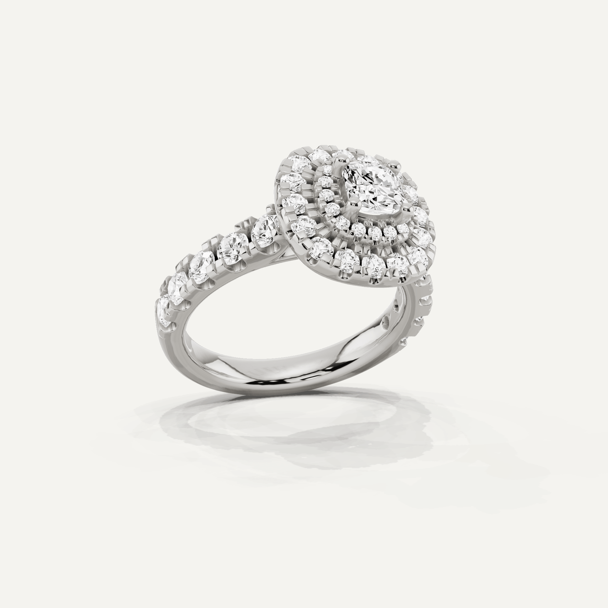 1 7/8 ctw Cushion Diamond Double Halo Engagement Ring - Lotus Diamond