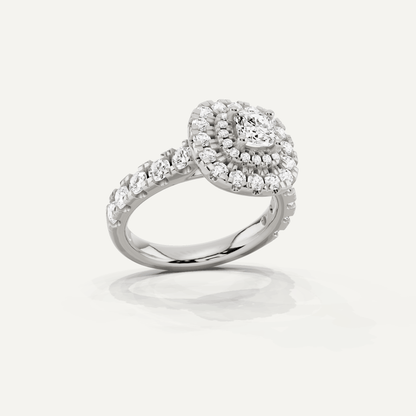 1 7/8 ctw Cushion Diamond Double Halo Engagement Ring - Lotus Diamond