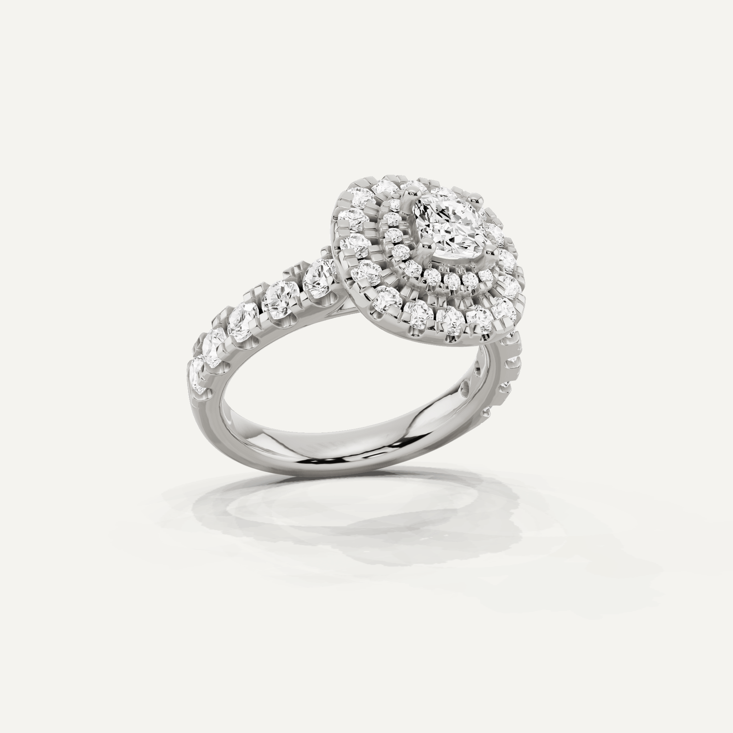 1 7/8 ctw Cushion Diamond Double Halo Engagement Ring - Lotus Diamond