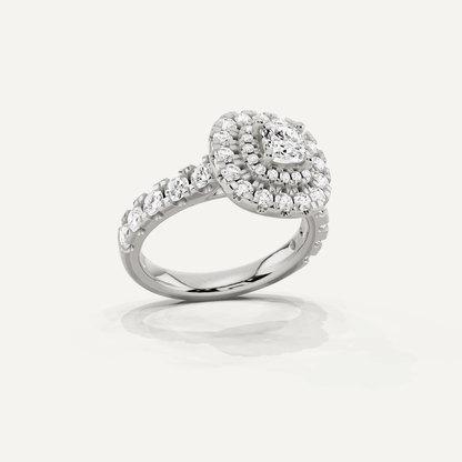 1 7/8 ctw Cushion Diamond Double Halo Engagement Ring - Lotus Diamond