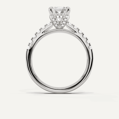 1 7/8 ctw Emerald Diamond Hidden Halo Accent Engagement Ring - Lotus Diamond