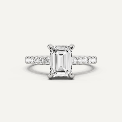 1 7/8 ctw Emerald Diamond Hidden Halo Accent Engagement Ring - Lotus Diamond