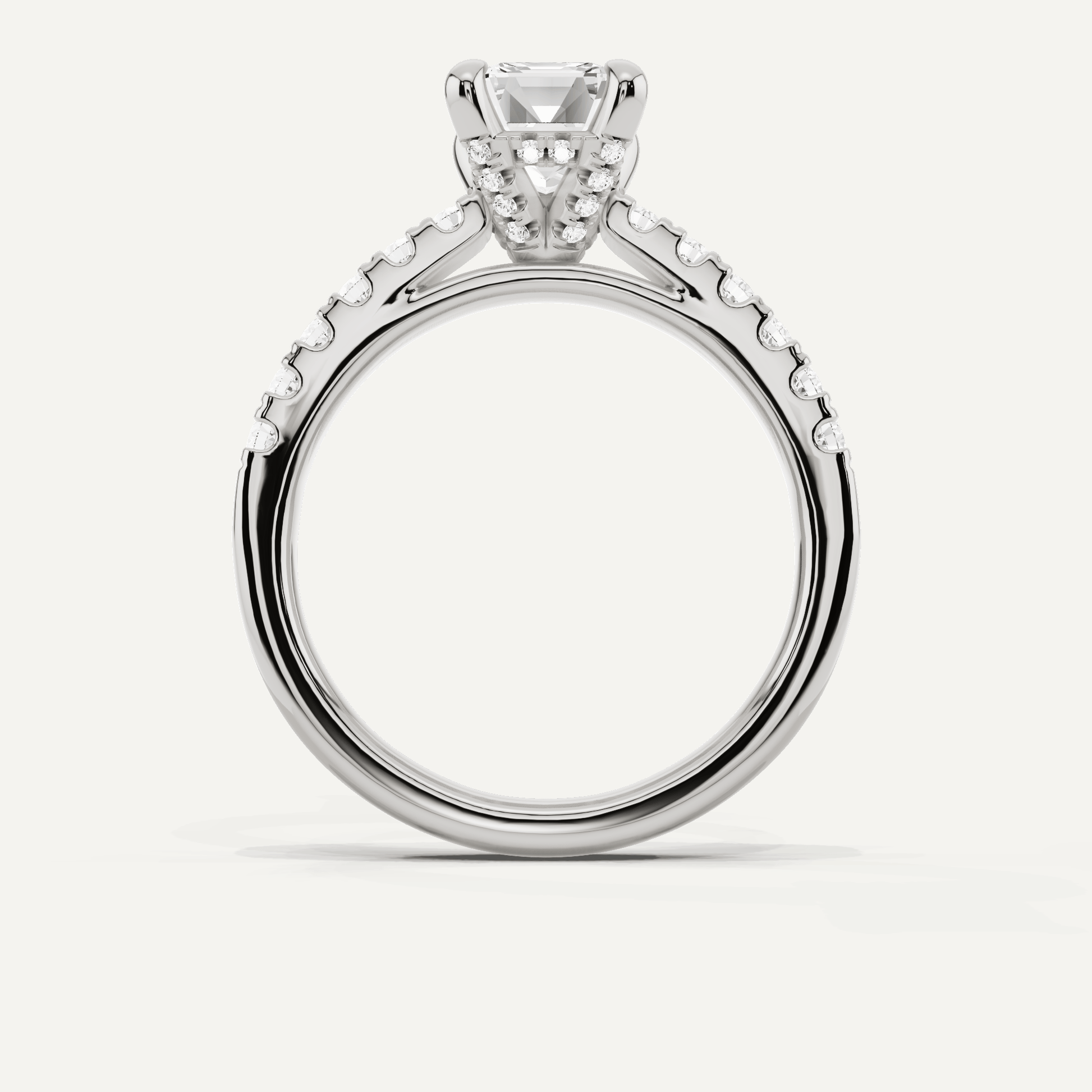 1 7/8 ctw Emerald Diamond Hidden Halo Accent Engagement Ring - Lotus Diamond