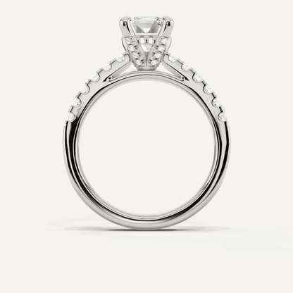 1 7/8 ctw Emerald Diamond Hidden Halo Accent Engagement Ring - Lotus Diamond