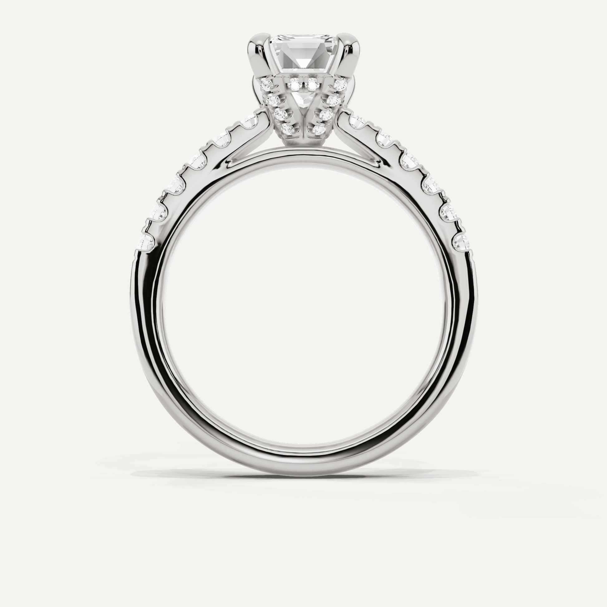 1 7/8 ctw Emerald Diamond Hidden Halo Accent Engagement Ring - Lotus Diamond