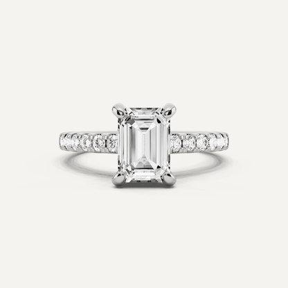 1 7/8 ctw Emerald Diamond Hidden Halo Accent Engagement Ring - Lotus Diamond