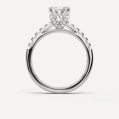1 7/8 ctw Emerald Diamond Hidden Halo Accent Engagement Ring - Lotus Diamond