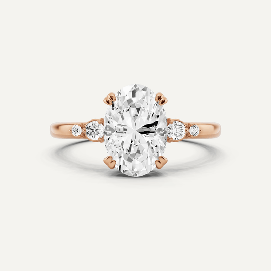 1 7/8 ctw Oval Diamond Side Stone Engagement Ring - Lotus Diamond