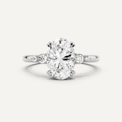1 7/8 ctw Oval Diamond Side Stone Engagement Ring - Lotus Diamond