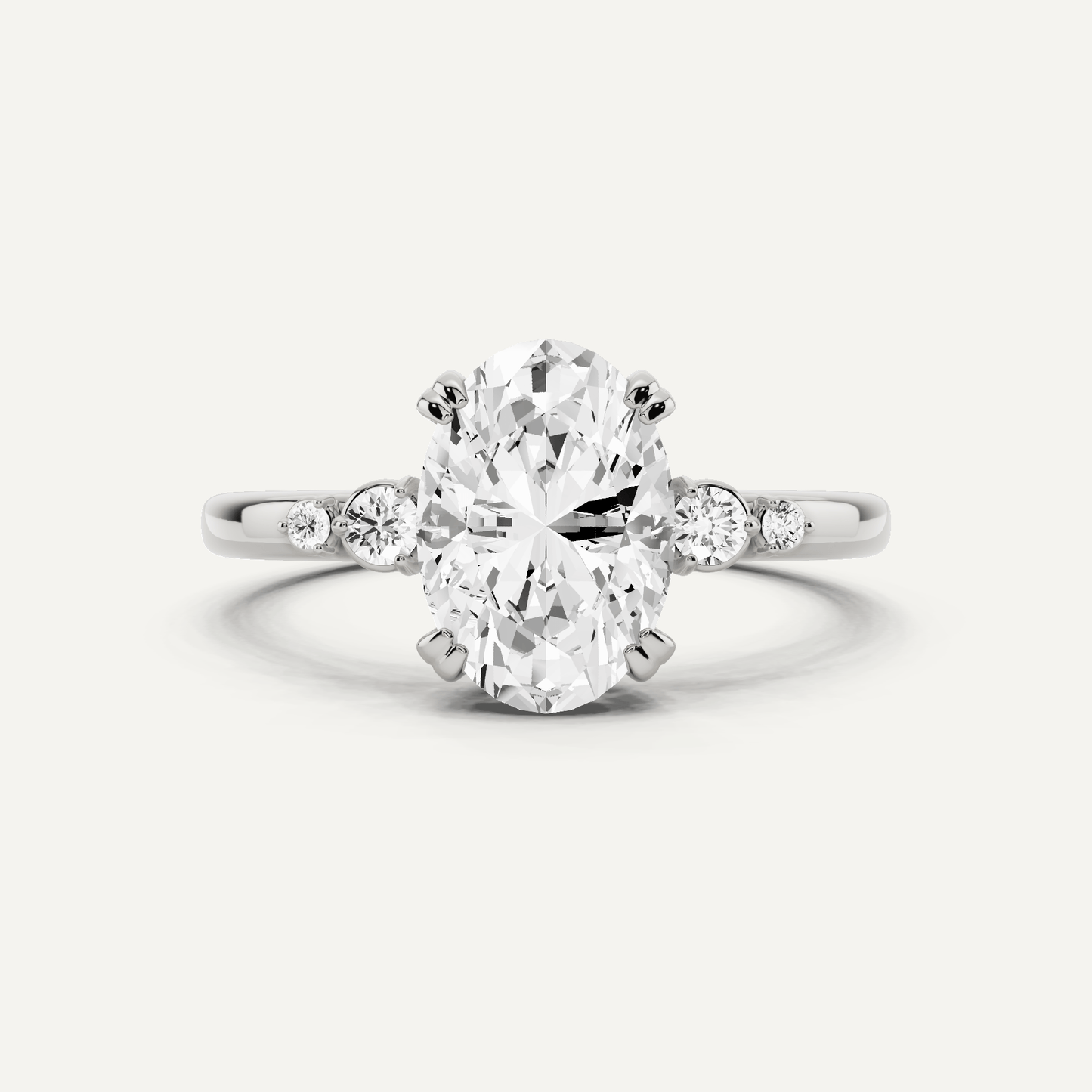 1 7/8 ctw Oval Diamond Side Stone Engagement Ring - Lotus Diamond