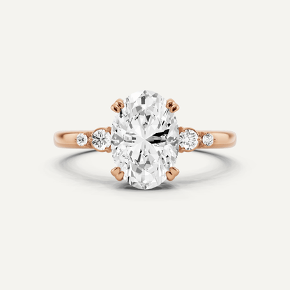 1 7/8 ctw Oval Diamond Side Stone Engagement Ring - Lotus Diamond