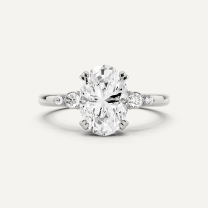 1 7/8 ctw Oval Diamond Side Stone Engagement Ring - Lotus Diamond