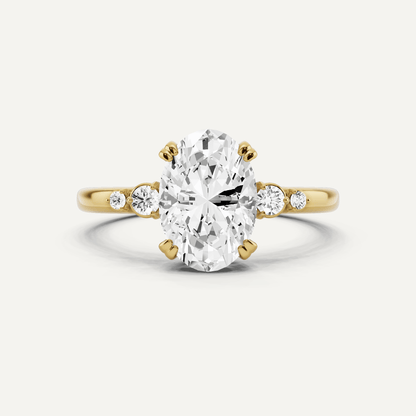 1 7/8 ctw Oval Diamond Side Stone Engagement Ring - Lotus Diamond