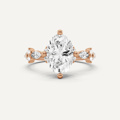 1 7/8 ctw Oval Diamond Side Stone Engagement Ring - Lotus Diamond