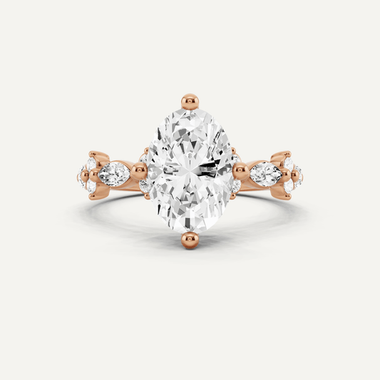 1 7/8 ctw Oval Diamond Side Stone Engagement Ring - Lotus Diamond