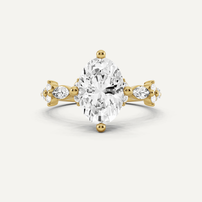 1 7/8 ctw Oval Diamond Side Stone Engagement Ring - Lotus Diamond