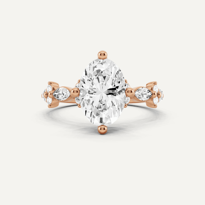 1 7/8 ctw Oval Diamond Side Stone Engagement Ring - Lotus Diamond