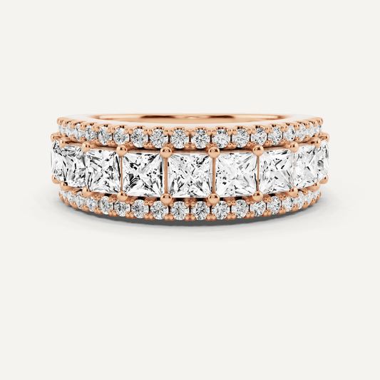 1 7/8 ctw Princess Diamond Prong Set Wedding Band - Lotus Diamond