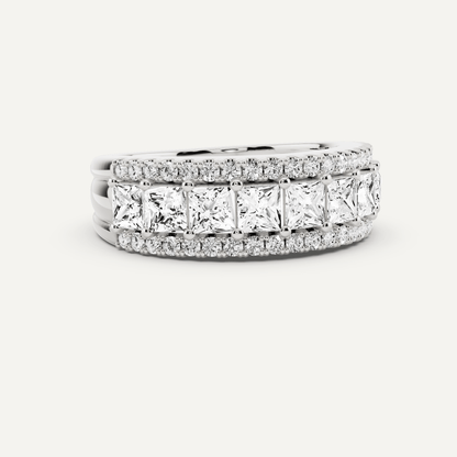 1 7/8 ctw Princess Diamond Prong Set Wedding Band - Lotus Diamond