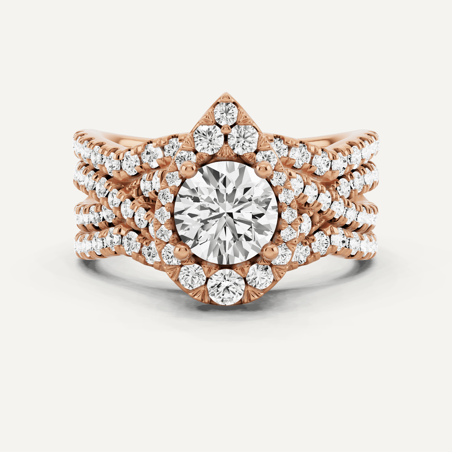 1 7/8 ctw Round Diamond Double Band Criss Cross Halo Bridal Set - Lotus Diamond