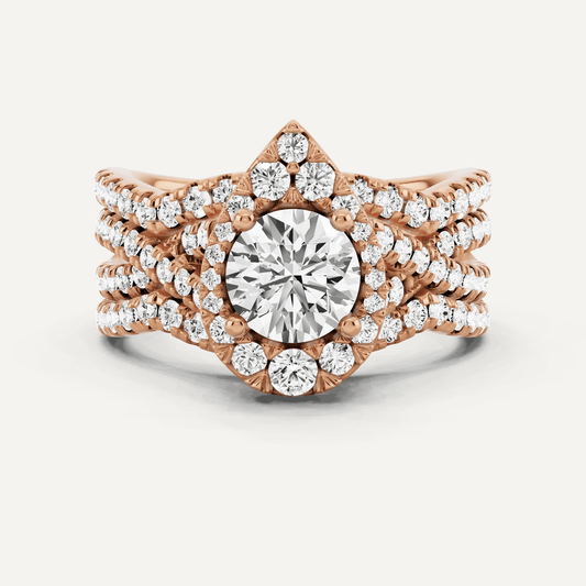 1 7/8 ctw Round Diamond Double Band Criss Cross Halo Bridal Set - Lotus Diamond