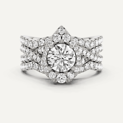 1 7/8 ctw Round Diamond Double Band Criss Cross Halo Bridal Set - Lotus Diamond