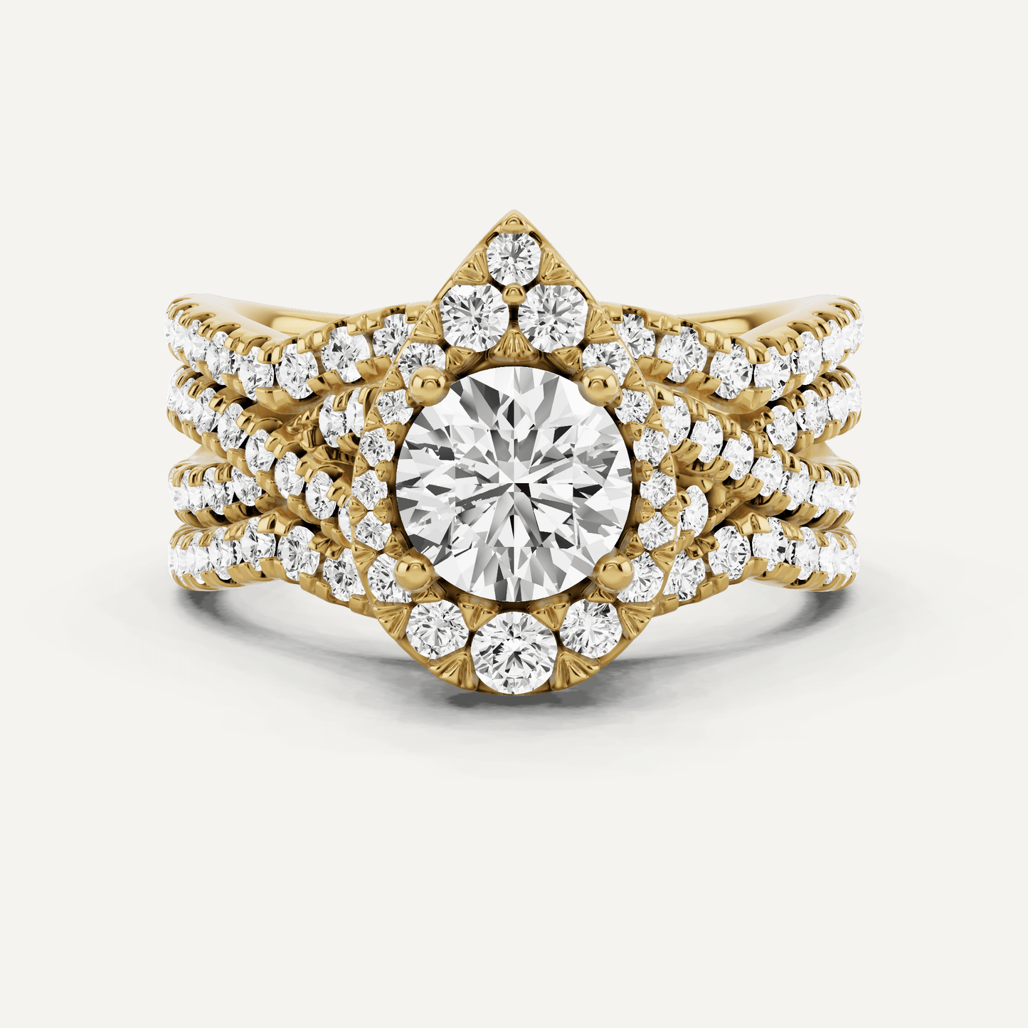 1 7/8 ctw Round Diamond Double Band Criss Cross Halo Bridal Set - Lotus Diamond