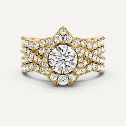 1 7/8 ctw Round Diamond Double Band Criss Cross Halo Bridal Set - Lotus Diamond