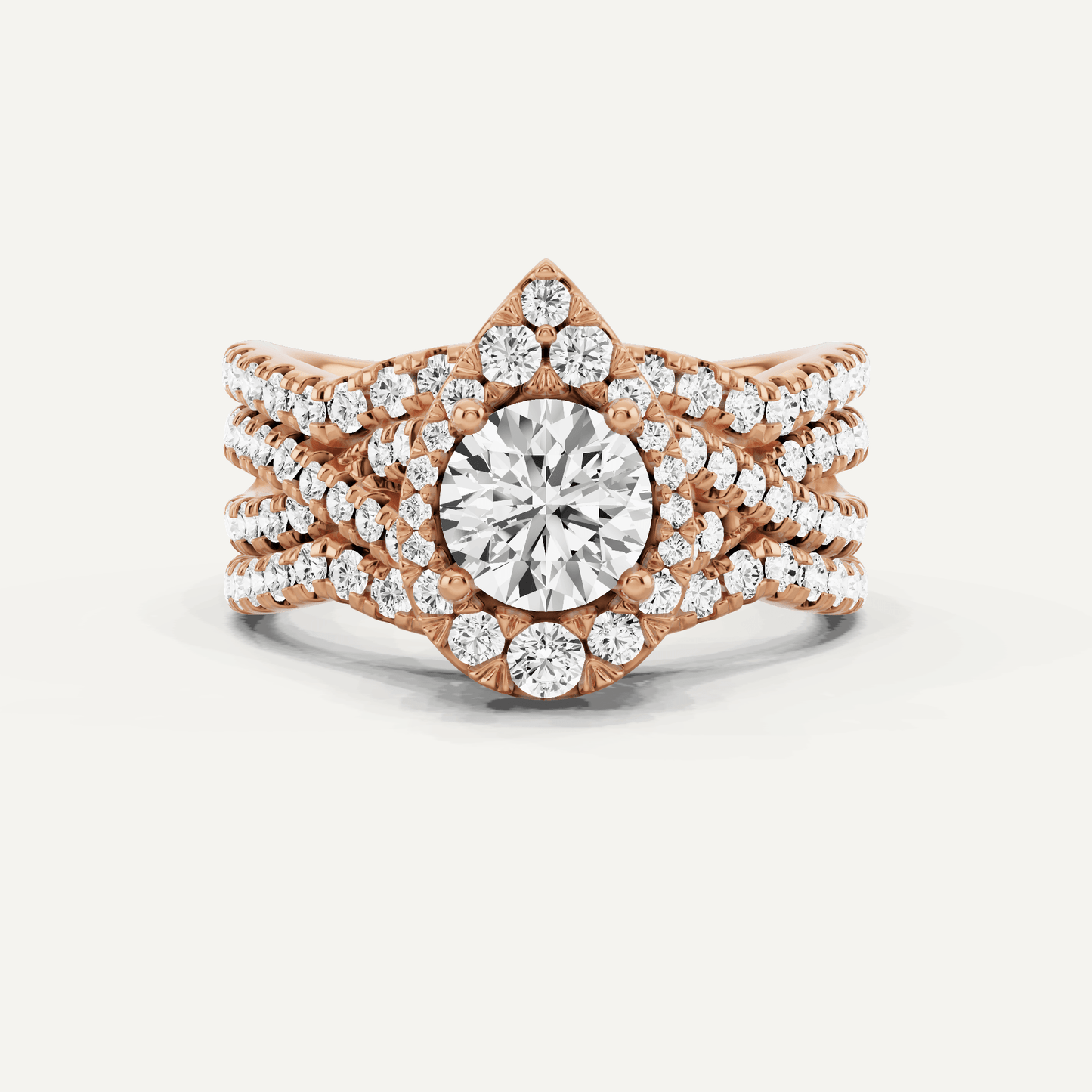1 7/8 ctw Round Diamond Double Band Criss Cross Halo Bridal Set - Lotus Diamond