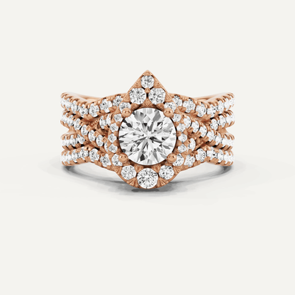 1 7/8 ctw Round Diamond Double Band Criss Cross Halo Bridal Set - Lotus Diamond