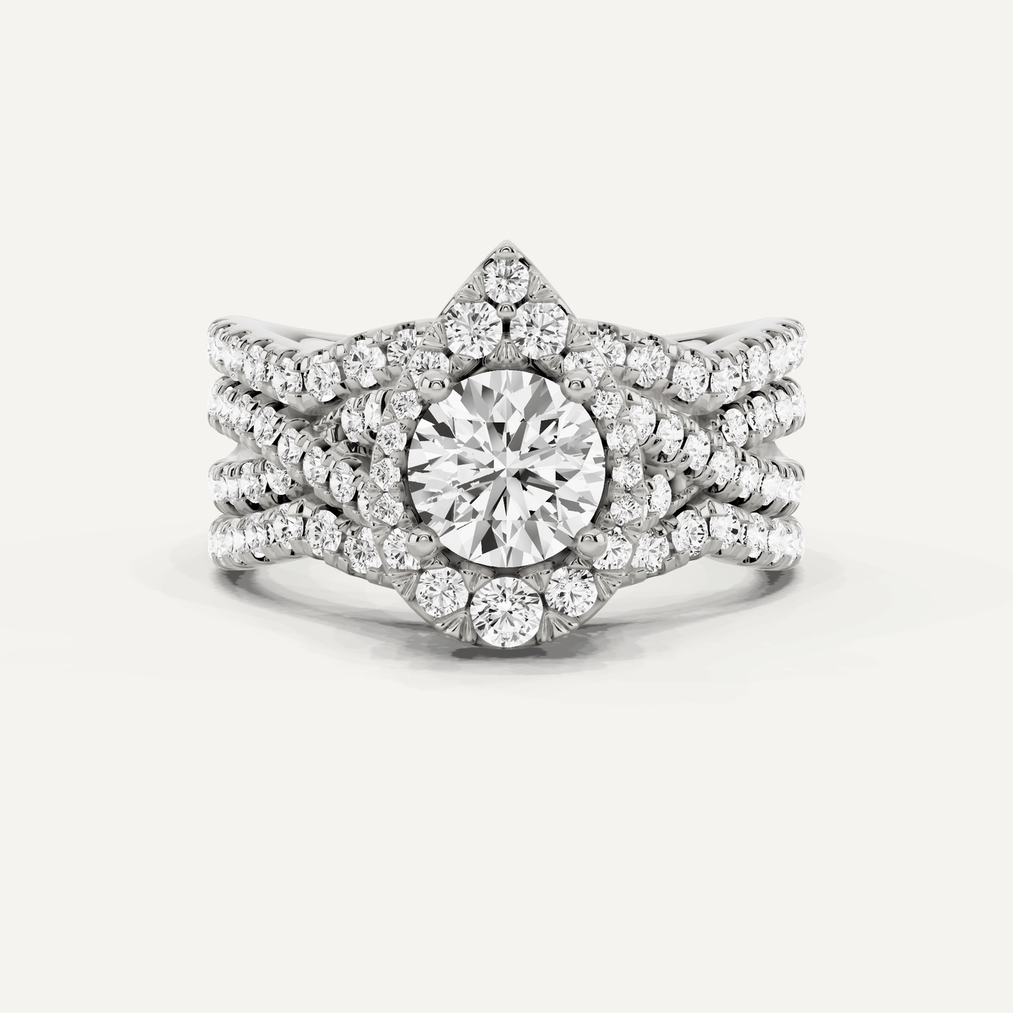 1 7/8 ctw Round Diamond Double Band Criss Cross Halo Bridal Set - Lotus Diamond