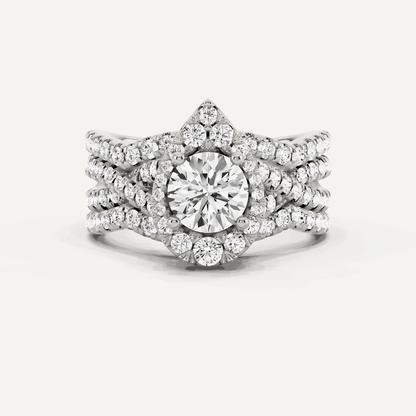 1 7/8 ctw Round Diamond Double Band Criss Cross Halo Bridal Set - Lotus Diamond