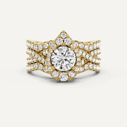 1 7/8 ctw Round Diamond Double Band Criss Cross Halo Bridal Set - Lotus Diamond