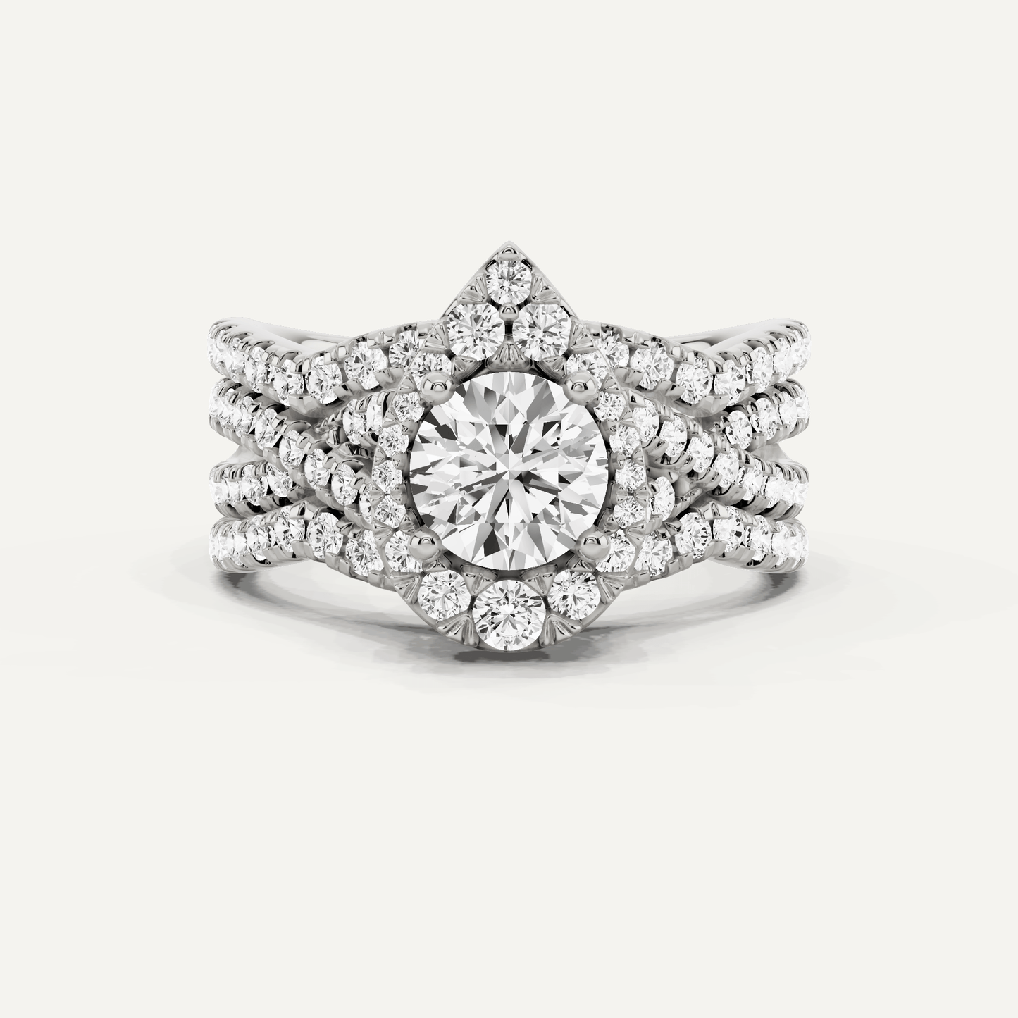 1 7/8 ctw Round Diamond Double Band Criss Cross Halo Bridal Set - Lotus Diamond