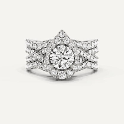 1 7/8 ctw Round Diamond Double Band Criss Cross Halo Bridal Set - Lotus Diamond