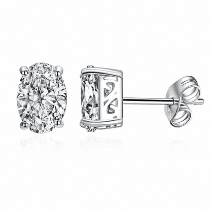1 CT Oval Lab Grown Diamond Stud Earrings in 14K Gold - Lotus Diamond