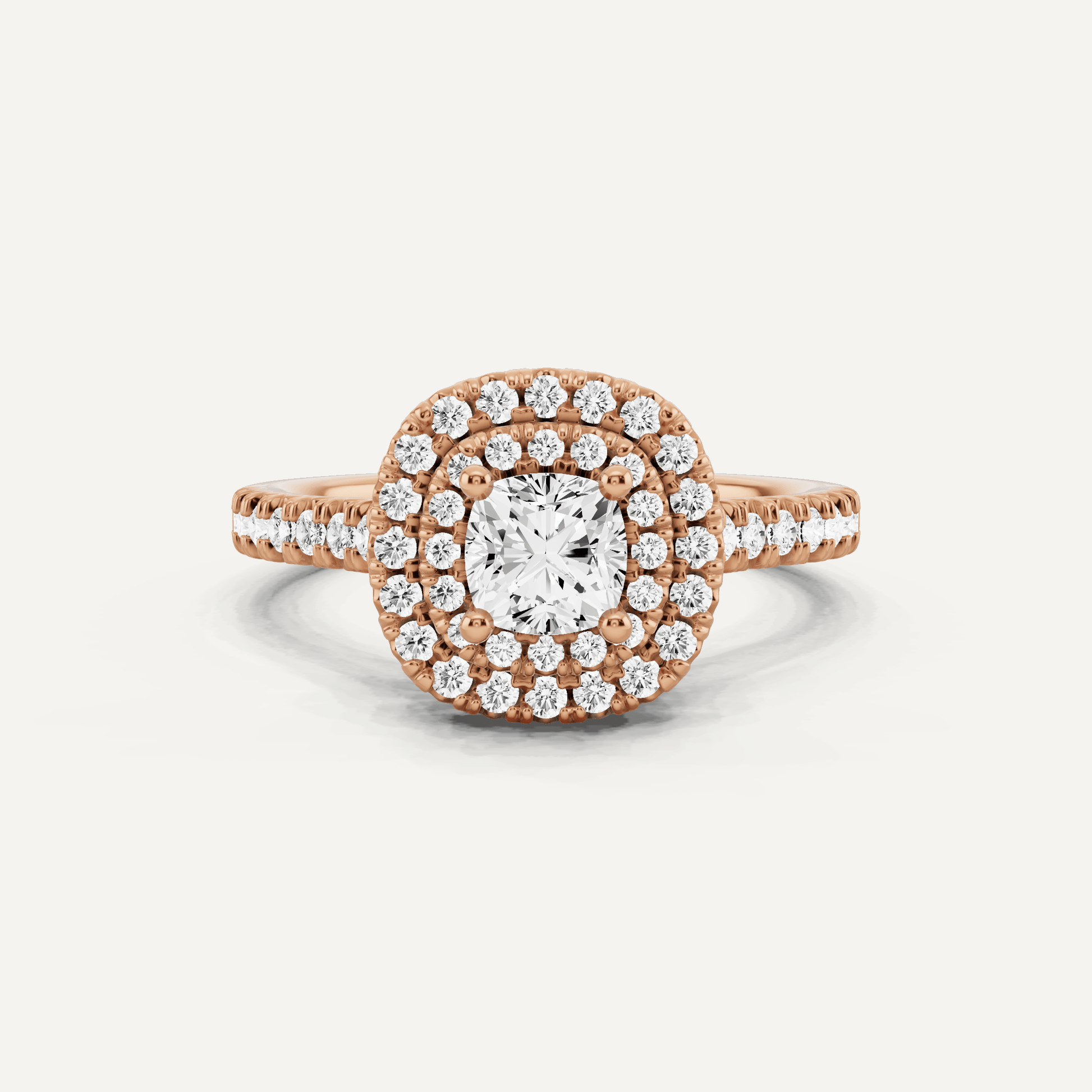 1 ctw Cushion Diamond Double Halo Engagement Ring - Lotus Diamond
