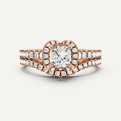 1 ctw Cushion Diamond Side Stone Bridal Set - Lotus Diamond