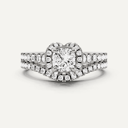 1 ctw Cushion Diamond Side Stone Bridal Set - Lotus Diamond