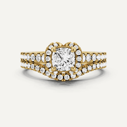 1 ctw Cushion Diamond Side Stone Bridal Set - Lotus Diamond