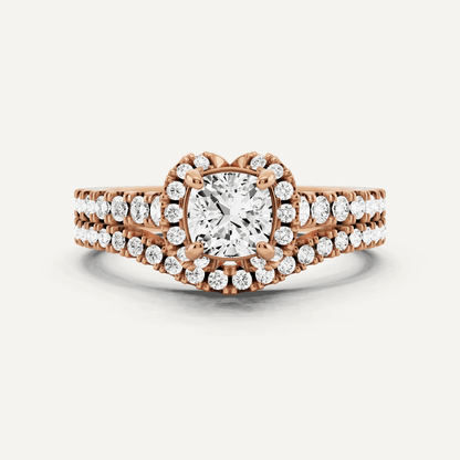 1 ctw Cushion Diamond Side Stone Bridal Set - Lotus Diamond