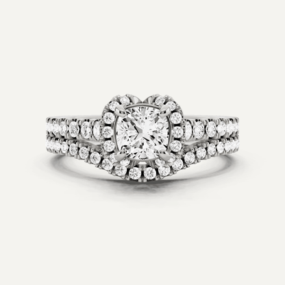 1 ctw Cushion Diamond Side Stone Bridal Set - Lotus Diamond