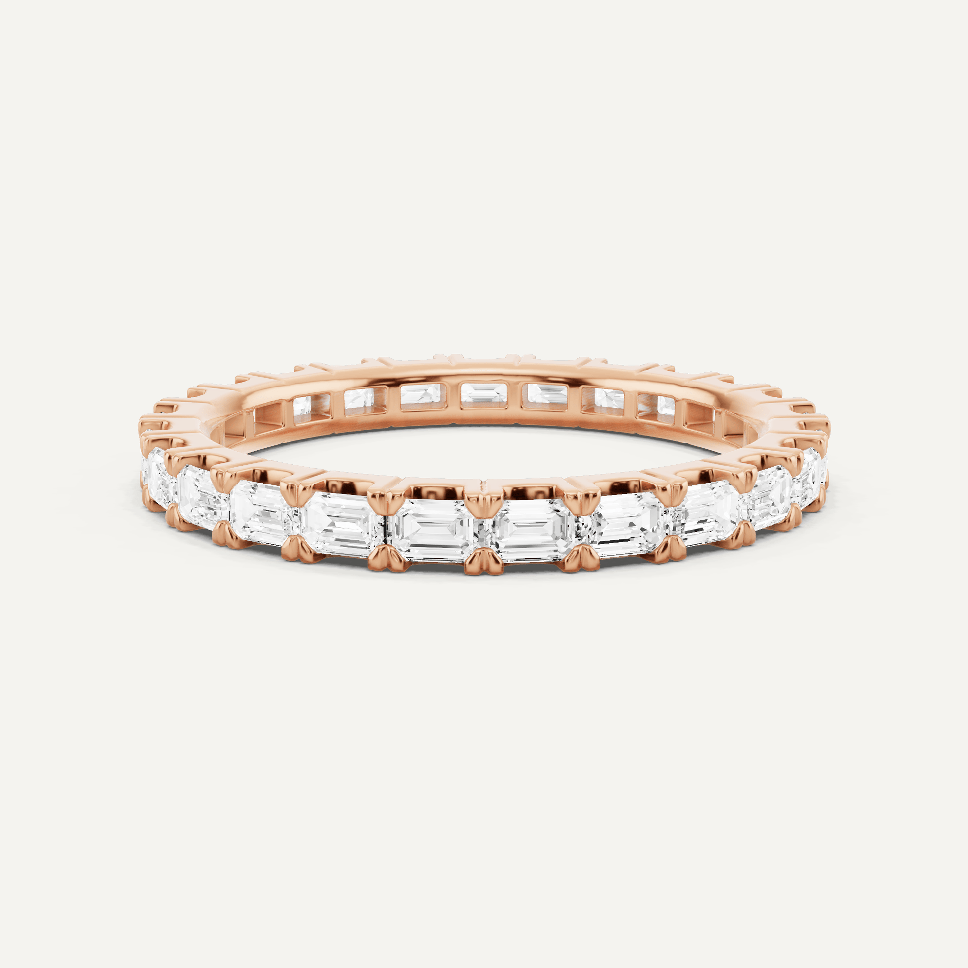 1 ctw Emerald Diamond East - West Eternity Band - Lotus Diamond