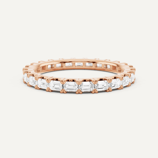 1 ctw Emerald Diamond East - West Eternity Band - Lotus Diamond