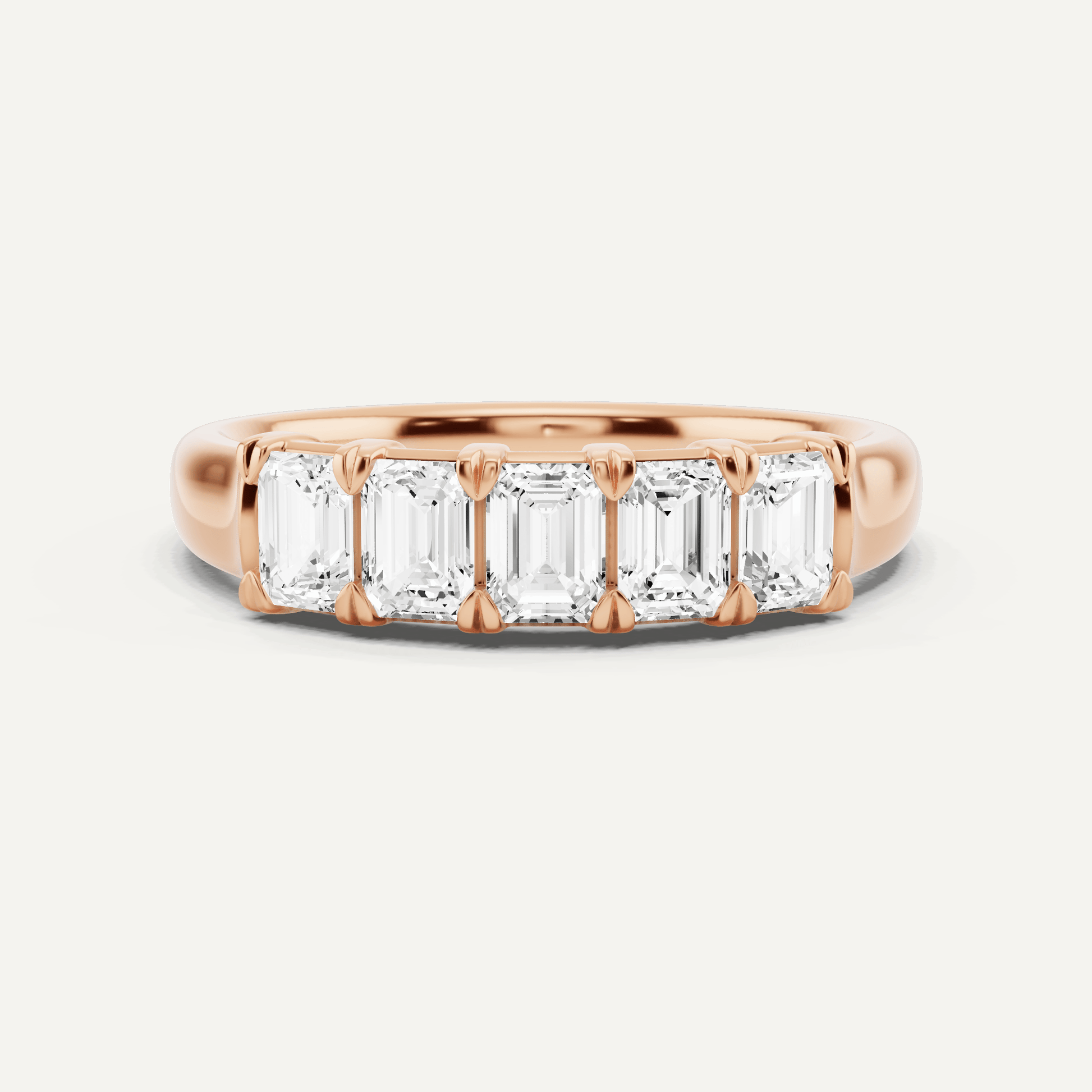 1 ctw Emerald Diamond Five Stone Anniversary Band - Lotus Diamond