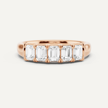 1 ctw Emerald Diamond Five Stone Anniversary Band - Lotus Diamond