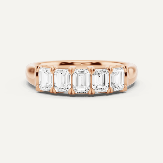 1 ctw Emerald Diamond Five Stone Anniversary Band - Lotus Diamond