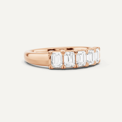 1 ctw Emerald Diamond Five Stone Anniversary Band - Lotus Diamond