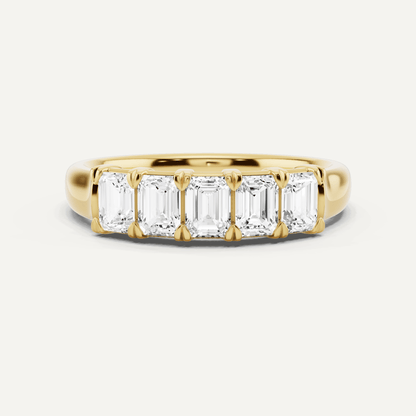 1 ctw Emerald Diamond Five Stone Anniversary Band - Lotus Diamond