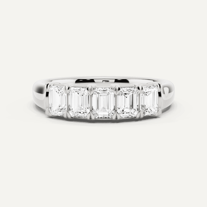 1 ctw Emerald Diamond Five Stone Anniversary Band - Lotus Diamond